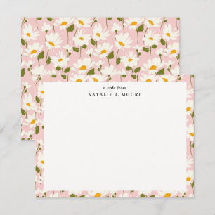 Carte De Correspondance Bordure de marguerites roses et blanches jolies