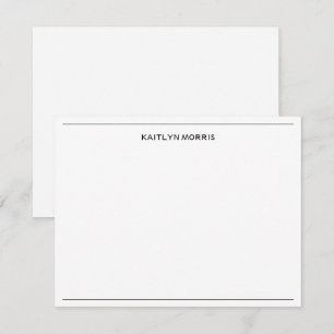 Carte De Correspondance Bordure de nom personnalisé noir blanc