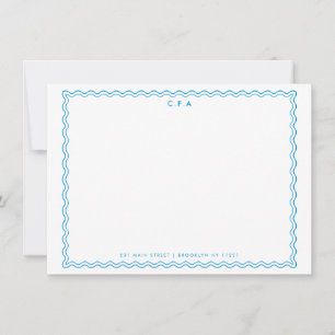 Carte De Correspondance Bordure d'onde classique simple en bleu clair 3 Mo