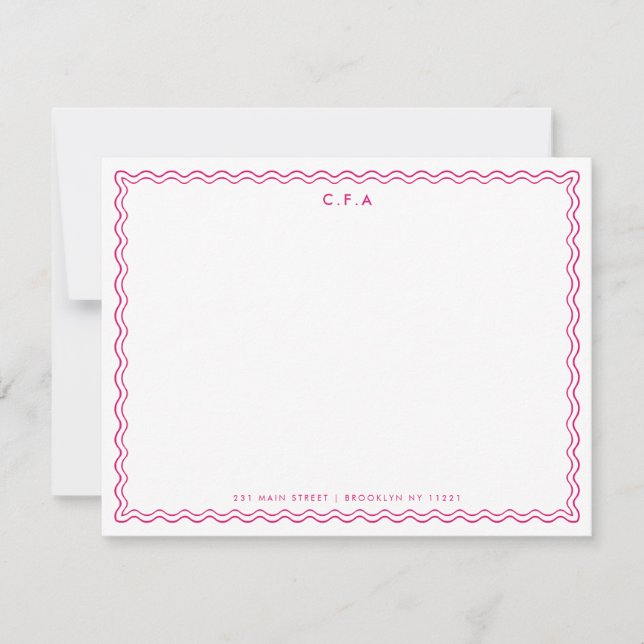 Carte De Correspondance Bordure d'onde classique simple Magenta rose 3 Mon (Devant)