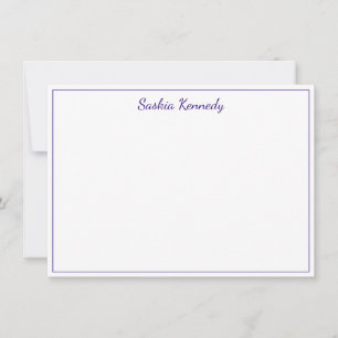 Carte De Correspondance Bordure élégante de script violet personnalisée