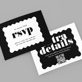 Carte De Correspondance Bordure en gras noir blanc noir QR CODE RSVP