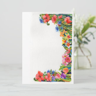 Carte De Correspondance bordure florale d'aquarelle vive
