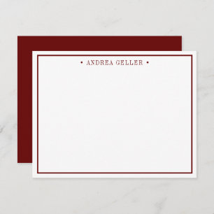 Carte De Correspondance Bordure minimaliste classique de marron