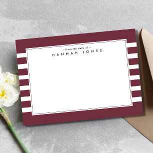 Carte De Correspondance Bordure rouge blanche rayée moderne