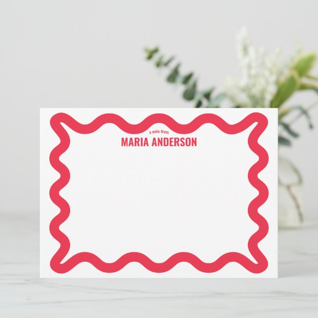Carte De Correspondance Bordure rouge rouge rétro personnalisée (Debout devant)