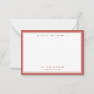 Carte De Correspondance Bordure rouge vierge moderne Nom et adresse
