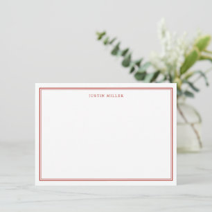 Carte De Correspondance Bordure simple rouge foncé moyen personnalisé