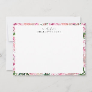 Carte De Correspondance Botanique Blush rose Peony Verdure Cadre Floral