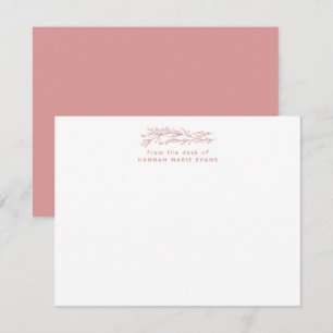 Carte De Correspondance Botanique Rustique Simple Rose