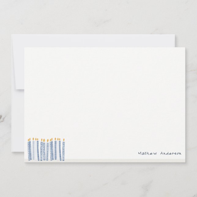 Carte De Correspondance Bougies d'anniversaire aquarelle bleu pastel doux  (Devant)