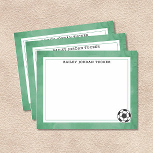 Carte De Correspondance Boule de soccer Aquarelle Vert papeterie