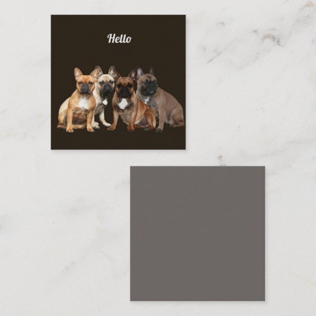 Carte De Correspondance Bouledogue français famille de chiens Anniversaire (Devant / Derrière)