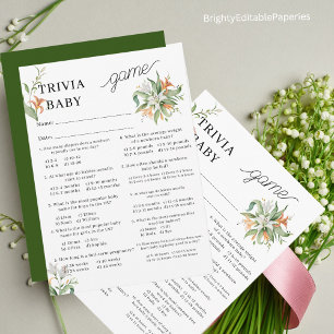 Carte De Correspondance Bouquet de fleurs Baby shower Trivia Gam