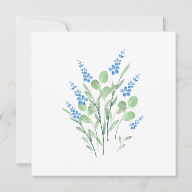 Carte De Correspondance Bouquet de Fleurs sauvages d'aquarelle bleue (Devant)