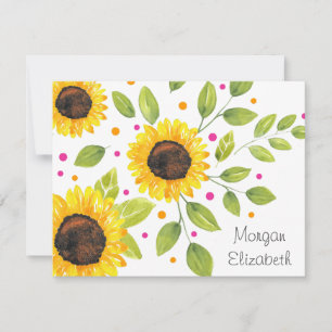 Carte De Correspondance Bouquet de tournesol peint à la main