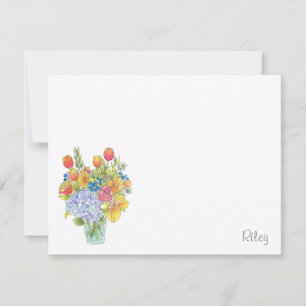 Carte De Correspondance Bouquet floral aquarelle, stylo et encre colorés