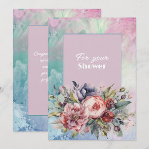 Carte De Correspondance Bouquet wedding shower de fleurs violettes roses