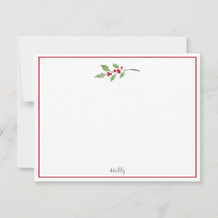 Carte De Correspondance Brin de houx à l'aquarelle