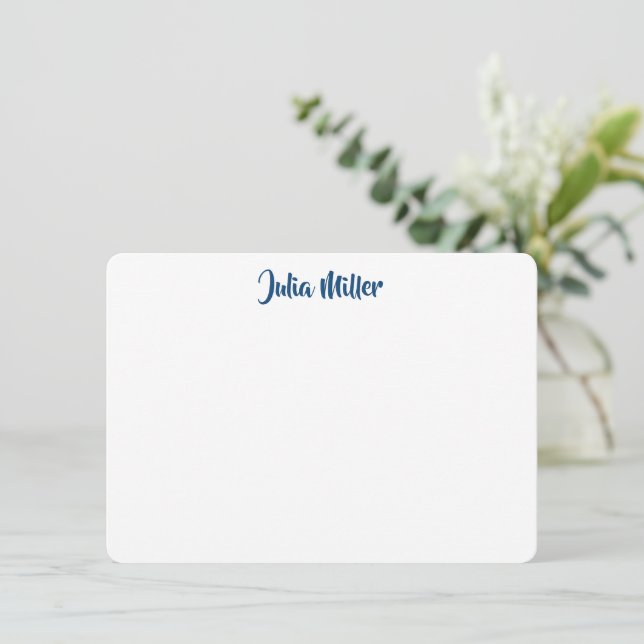Carte De Correspondance Brosse manuscrite Script Personnalisé Marine Bleu (Debout devant)