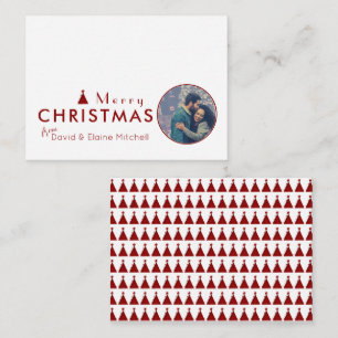 Carte De Correspondance Budget Aquarelle de Noël Arbre photo Couple