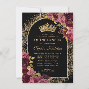 Carte De Correspondance Budget Black Burgundy Glam Or Floral Quinceanera