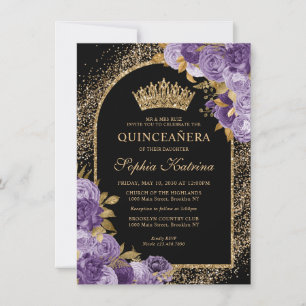 Carte De Correspondance Budget Black Violet Or Floral Quinceanera