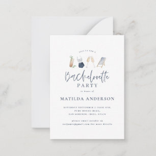 Carte De Correspondance budget bleu boissons bachelorette week-end invitat