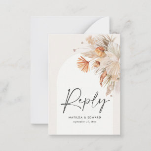 Carte De Correspondance budget bohème pampas herbe RSVP réponse