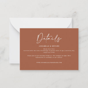 Carte De Correspondance budget boho mariage terracotta pampas herbe détail