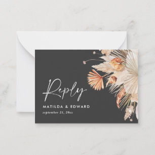 Carte De Correspondance budget botanique mariage pampas herbe réponse RSVP