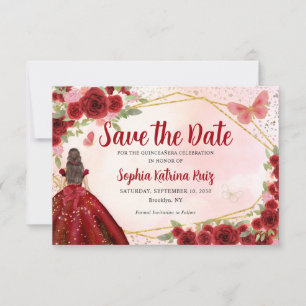 Carte De Correspondance Budget Burgundy Princesse Quinceañera Enregistrer 