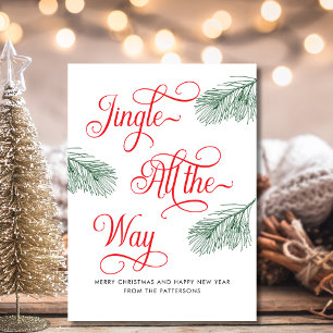 Carte De Correspondance Budget Élégante verdure Rouge Calligraphie Noël