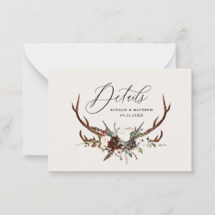Carte De Correspondance budget Feuillage rustique cerf floral mariage déta
