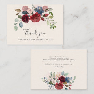 Carte De Correspondance Budget Floral Bourgogne verdure Mariage Merci