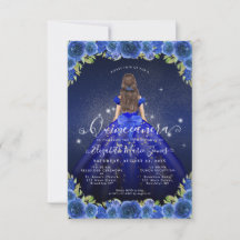 Budget Floral Royal Blue Gold Princess Quinceanera
