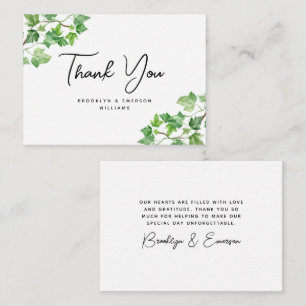 Carte De Correspondance BUDGET Ivy Green Foliing Mariage Merci