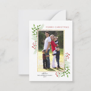 Carte De Correspondance Budget Joli Noël Berries Photo Holiday