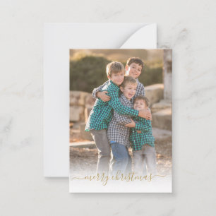 Carte De Correspondance Budget Joyeux Noël Gold Script Photo Holiday