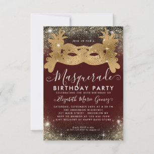 Carte De Correspondance Budget Masquerade Bourgogne Parties scintillant or