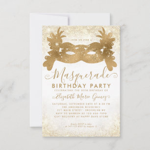 Carte De Correspondance Budget Masquerade Parties scintillant or blanc Pou