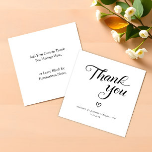 Carte De Correspondance Budget minimaliste noir Script Merci d'anniversair