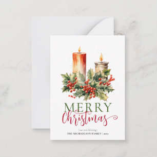 Carte De Correspondance Budget Moderne Bougie Aquarelle Joyeux Noël