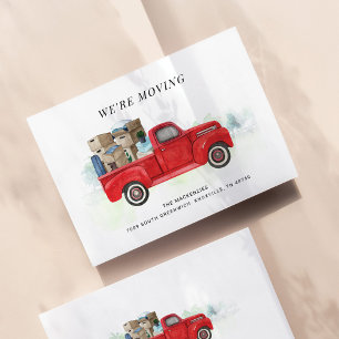 Carte De Correspondance Budget Nous déménageons Vintage Camion Rouge Nouve
