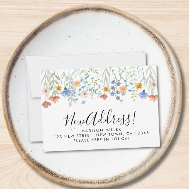 Carte De Correspondance Budget Nouvelle adresse Fleurs sauvages de déplace (Créateur téléchargé)