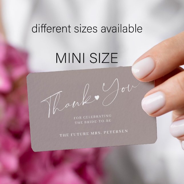 Carte De Correspondance Budget nuptiale chic script gris merci (You can choose the ROUNDED CORNERS option)