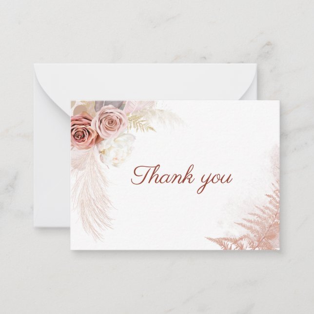 Carte De Correspondance Budget Pampas Grass Terracotta Mariage Merci (Devant)