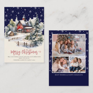 Carte De Correspondance Budget Rustic Winter 3 Photo Joyeux Noël