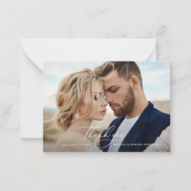 Carte De Correspondance budget Rustique élégant mariage merci botanique (Devant)