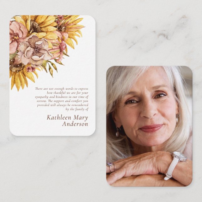 Carte De Correspondance Budget Rustique Tournesol Sympathie Merci Note (Devant / Derrière)